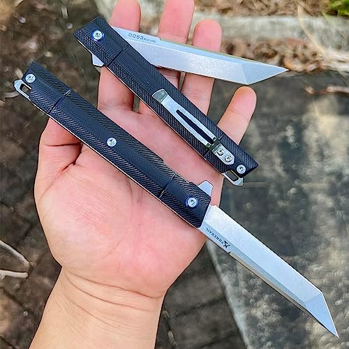DC53 Steel Blade and G10 Handle Pocket Knife for Men Hiking Trip EDC Tool (Black PVD Blade) Pocket Knife with DC53 Ste