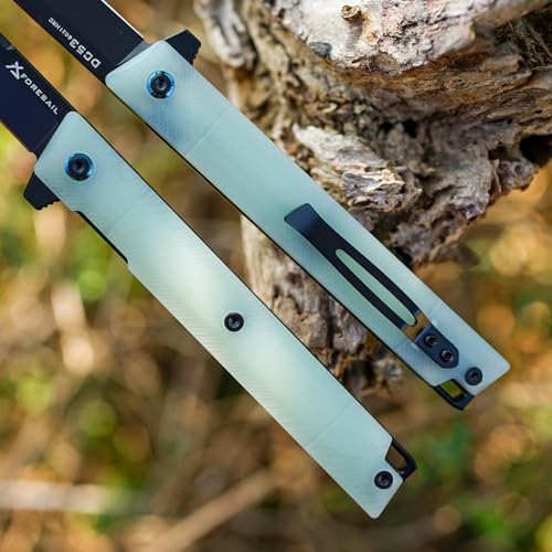 DC53 Steel Blade and G10 Handle Pocket Knife for Men Hiking Trip EDC Tool (Black PVD Blade) Pocket Knife with DC53 Ste