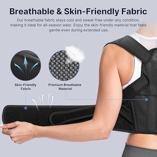 Adjustable Upper Back Brace Posture Corrector for Men & Women | Comfortable Shoulder & Thoracic Support Brace for Postu