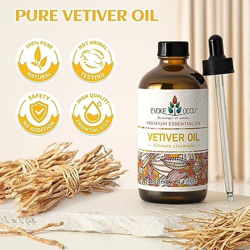 EVOKE OCCU Vanilla and Vetiver Essential Oil for Relaxation - 4 Fl Oz - Stress Relief and Sleep Aid