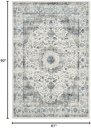 SAFAVIEH Evoke Collection Area Rug - Grey & Gold, Shabby Chic Oriental Medallion Design, Non-Shedding & Easy Care, Perfe - Image 95