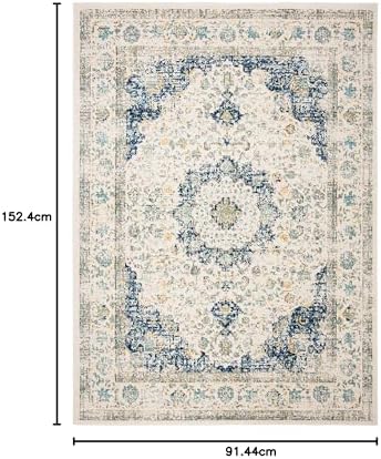 SAFAVIEH Evoke Collection Area Rug - Grey & Gold, Shabby Chic Oriental Medallion Design, Non-Shedding & Easy Care, Perfe - Image 194