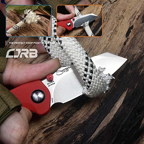 CJRB Maileah Pocket Knife: Men's Outdoor Survival Folding EDC Knife - |39" Damascus Steel Blade, Black G10 Handle - J191