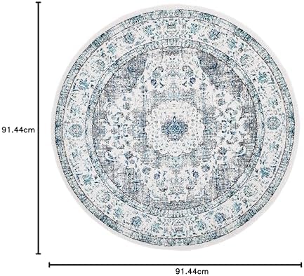 SAFAVIEH Evoke Collection Area Rug - Grey & Gold, Shabby Chic Oriental Medallion Design, Non-Shedding & Easy Care, Perfe - Image 186