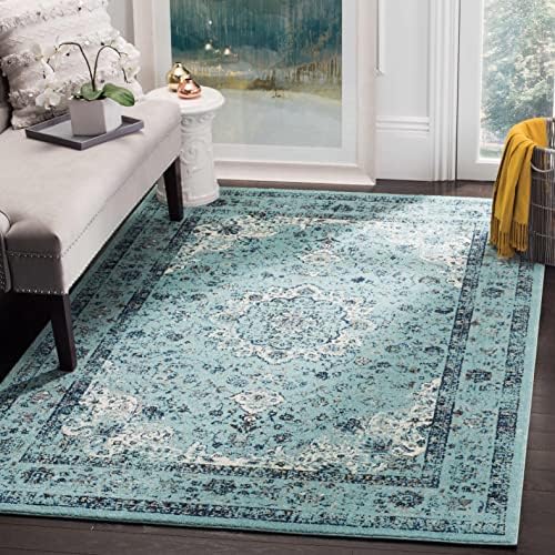 SAFAVIEH Evoke Collection Area Rug - Grey & Gold, Shabby Chic Oriental Medallion Design, Non-Shedding & Easy Care, Perfe - Image 180