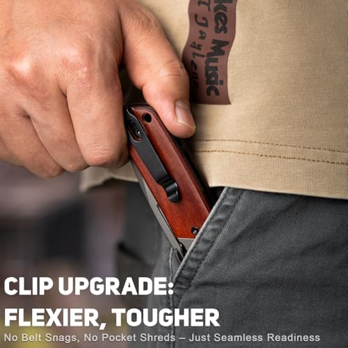 NedFoss DA52 Men's |5" Compact EDC Knife, Lightweight Camping Folding Knife, Rosewood Handle with Aluminium Bolster, Lin