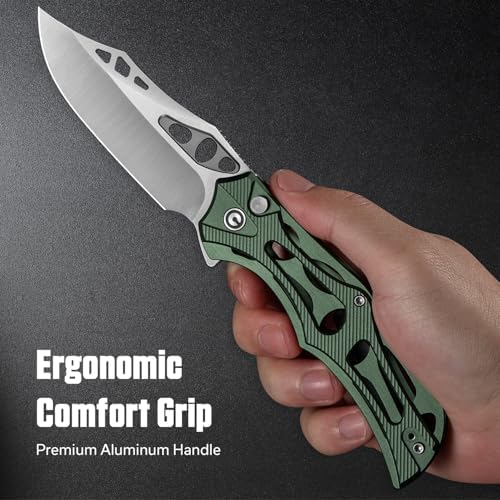 CIVIVI Men's Biophase Flipper Tactical Pocket Knife, Lightweight for Camping and Hunting, C23083C-2 (OD Green)