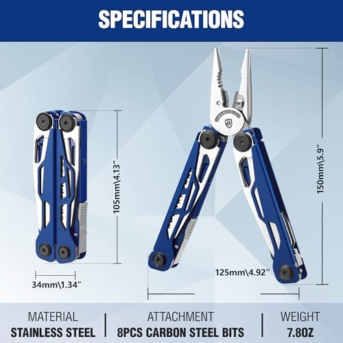 WORKPRO 18-in-1 Multi Tool Pliers for Men Camping Gifts, Stainless Steel EDC Multitool with Pocket Knife and Safety Lock