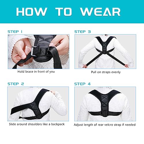 Posture Corrector for Men & Women, Clavicle Support Brace, Adjustable Back Straightener, Neck & Back Pain Relief | Post