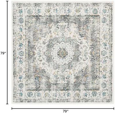 SAFAVIEH Evoke Collection Area Rug - Grey & Gold, Shabby Chic Oriental Medallion Design, Non-Shedding & Easy Care, Perfe - Image 2