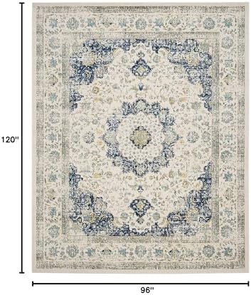 SAFAVIEH Evoke Collection Area Rug - Grey & Gold, Shabby Chic Oriental Medallion Design, Non-Shedding & Easy Care, Perfe - Image 88