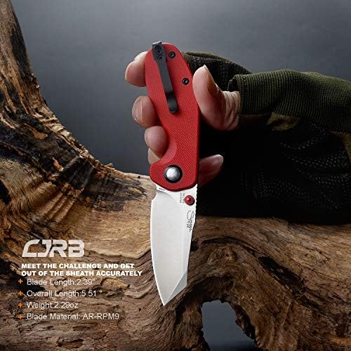 CJRB Maileah Pocket Knife: Men's Outdoor Survival Folding EDC Knife - |39" Damascus Steel Blade, Black G10 Handle - J191