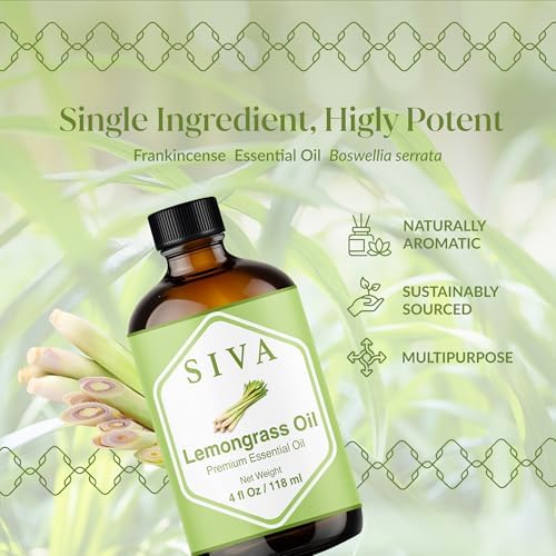 Siva Frankincense Essential Oil - 4 Fl Oz – 100% Natural Boswellia Serrata Oil - for Aromatherapy, Skin Care, and Hair C