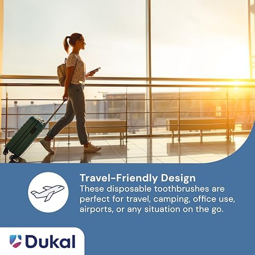 Dukal Fast Brush Pre-Pasted Disposable Toothbrushes for Oral Hygiene, Travel and On-The-Go | Dukal Fast Brush Pre-Paste