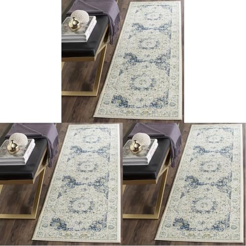 SAFAVIEH Evoke Collection Area Rug - Grey & Gold, Shabby Chic Oriental Medallion Design, Non-Shedding & Easy Care, Perfe - Image 161