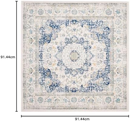 SAFAVIEH Evoke Collection Area Rug - Grey & Gold, Shabby Chic Oriental Medallion Design, Non-Shedding & Easy Care, Perfe - Image 31