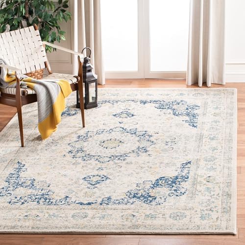 SAFAVIEH Evoke Collection Area Rug - Grey & Gold, Shabby Chic Oriental Medallion Design, Non-Shedding & Easy Care, Perfe - Image 188