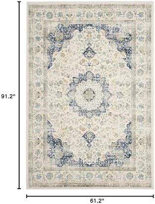 SAFAVIEH Evoke Collection Area Rug - Grey & Gold, Shabby Chic Oriental Medallion Design, Non-Shedding & Easy Care, Perfe - Image 82