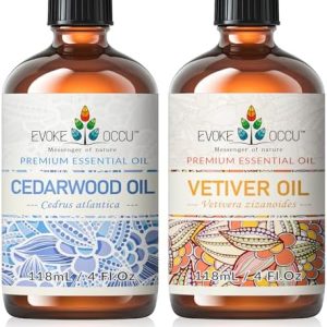 EVOKE OCCU Cedarwood and Vetiver Essential Oil for Men - Relaxing Scents for Stress Relief - 4 Fl Oz