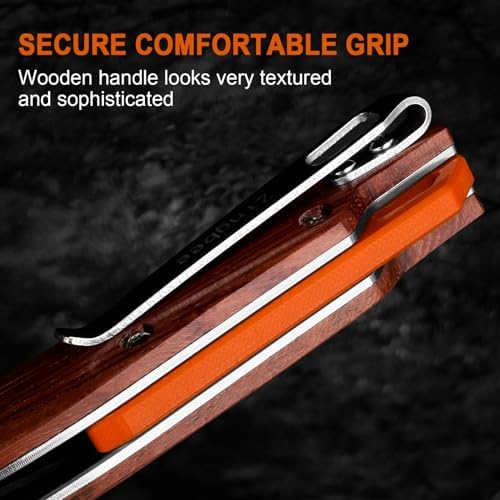 Damascus Pocket Knife for Women, |15" VG10 Damascus Steel Blade EDC Folding Knife, Abalone Shells Handle, Ideal Gift for