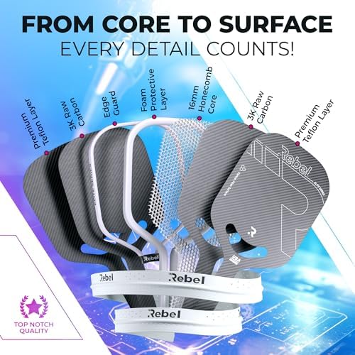 Professional Carbon Fiber Pickleball Paddle for Maximum Control and Power | USAPA Approved 16mm Polymer Core Carbon Fib