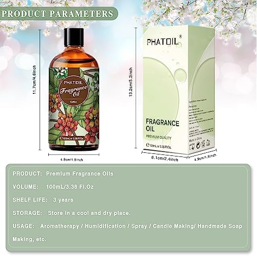 PHATOIL |38FL.OZ Coffee Fragrance Oils for Aromatherapy - Perfect for Diffuser and DIY Projects, Essential Oils for Home