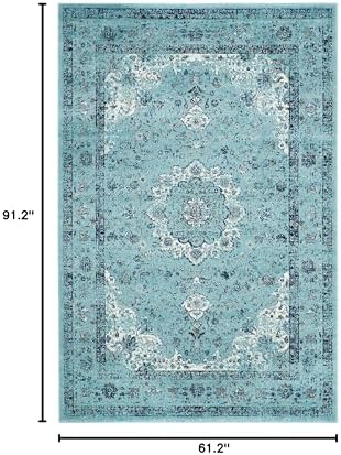 SAFAVIEH Evoke Collection Area Rug - Grey & Gold, Shabby Chic Oriental Medallion Design, Non-Shedding & Easy Care, Perfe - Image 196