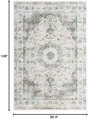 SAFAVIEH Evoke Collection Area Rug - Grey & Gold, Shabby Chic Oriental Medallion Design, Non-Shedding & Easy Care, Perfe - Image 115