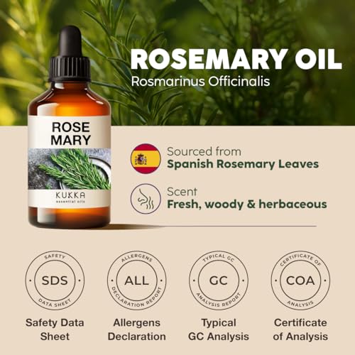 100% Pure Natural Rosemary Oil for Hair, Skin & More (4 Fl Oz)
