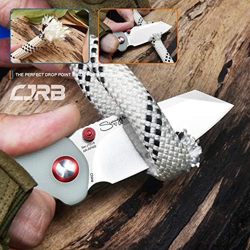 CJRB Maileah Pocket Knife: Men's Outdoor Survival Folding EDC Knife - |39" Damascus Steel Blade, Black G10 Handle - J191