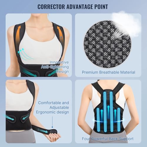 Adjustable Upper Back Brace Posture Corrector for Men & Women | Comfortable Shoulder & Thoracic Support Brace for Postu