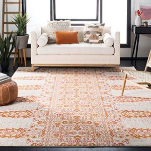 SAFAVIEH Evoke Collection Area Rug - Ivory & Gold, Non-Shedding & Easy Care, Ideal for High Traffic Areas in Living Room