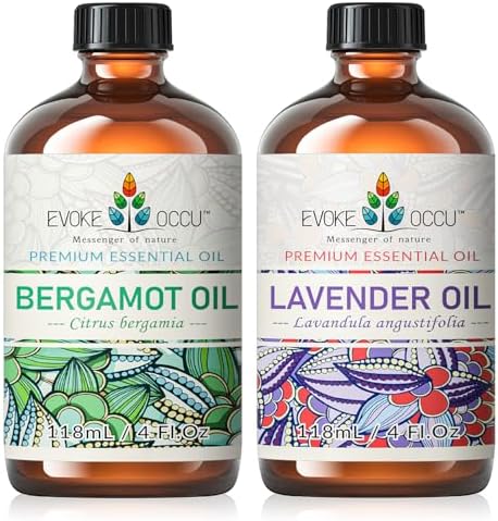 EVOKE OCCU Bergamot and Lavender Essential Oils for Relaxation - Calming Aromatherapy for Stress Relief - 4 Fl Oz