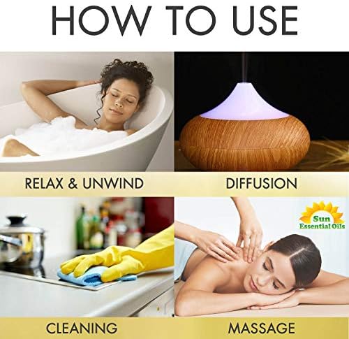 Sun Essential Oils - 4 oz Frankincense Essential Oil with Dropper for Diffuser and Aromatherapy Massage Sun Essential