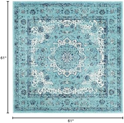 SAFAVIEH Evoke Collection Area Rug - Grey & Gold, Shabby Chic Oriental Medallion Design, Non-Shedding & Easy Care, Perfe - Image 179