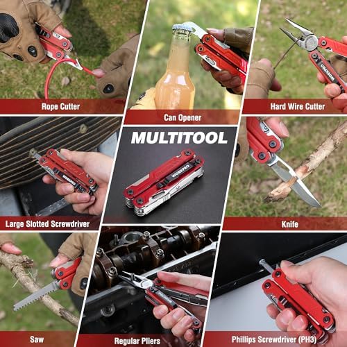 WORKPRO 18-in-1 Multi Tool Pliers for Men Camping Gifts, Stainless Steel EDC Multitool with Pocket Knife and Safety Lock