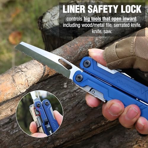 WORKPRO 18-in-1 Multi Tool Pliers for Men Camping Gifts, Stainless Steel EDC Multitool with Pocket Knife and Safety Lock
