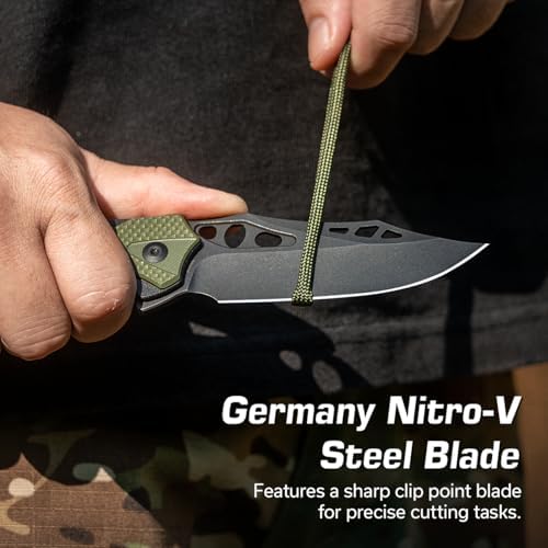 CIVIVI Men's Biophase Flipper Tactical Pocket Knife, Lightweight for Camping and Hunting, C23083C-2 (OD Green)