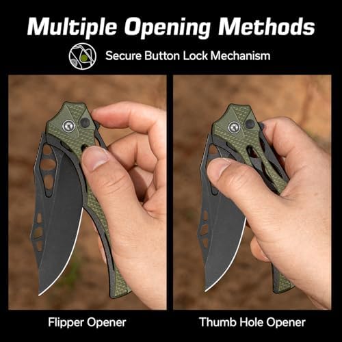 CIVIVI Men's Biophase Flipper Tactical Pocket Knife, Lightweight for Camping and Hunting, C23083C-2 (OD Green)