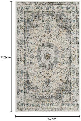 SAFAVIEH Evoke Collection Area Rug - Grey & Gold, Shabby Chic Oriental Medallion Design, Non-Shedding & Easy Care, Perfe - Image 149