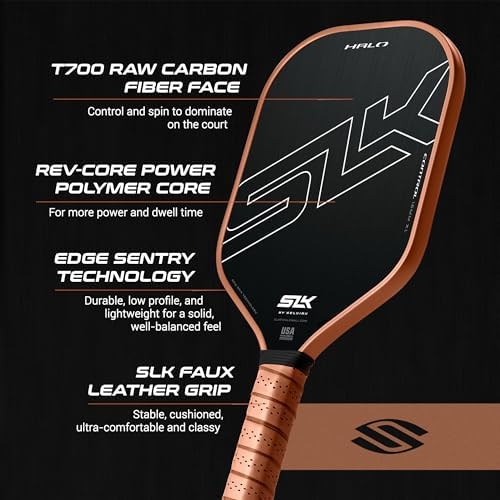 Selkirk Sport SLK Halo Raw Carbon Fiber Pickleball Paddle for Advanced Players | USA Designed | T700, 18k Ultraweave, A