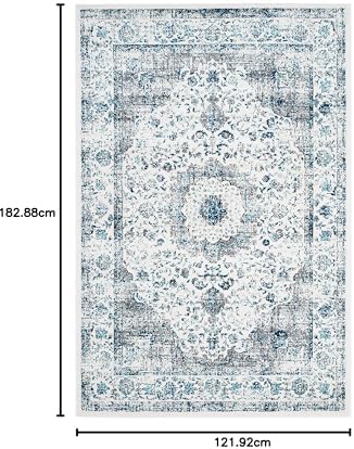 SAFAVIEH Evoke Collection Area Rug - Grey & Gold, Shabby Chic Oriental Medallion Design, Non-Shedding & Easy Care, Perfe - Image 171