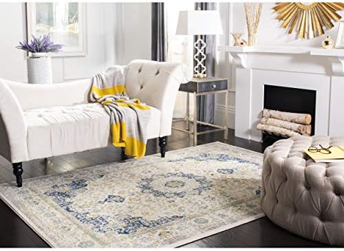 SAFAVIEH Evoke Collection Area Rug - Grey & Gold, Shabby Chic Oriental Medallion Design, Non-Shedding & Easy Care, Perfe - Image 201