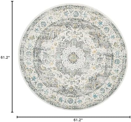 SAFAVIEH Evoke Collection Area Rug - Grey & Gold, Shabby Chic Oriental Medallion Design, Non-Shedding & Easy Care, Perfe - Image 93