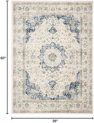 SAFAVIEH Evoke Collection Area Rug - Grey & Gold, Shabby Chic Oriental Medallion Design, Non-Shedding & Easy Care, Perfe - Image 195