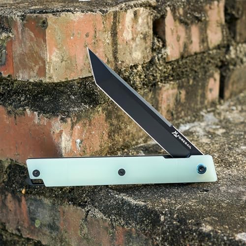 DC53 Steel Blade and G10 Handle Pocket Knife for Men Hiking Trip EDC Tool (Black PVD Blade) Pocket Knife with DC53 Ste