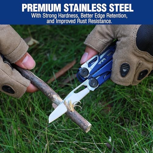 WORKPRO 18-in-1 Multi Tool Pliers for Men Camping Gifts, Stainless Steel EDC Multitool with Pocket Knife and Safety Lock