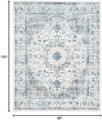 SAFAVIEH Evoke Collection Area Rug - Grey & Gold, Shabby Chic Oriental Medallion Design, Non-Shedding & Easy Care, Perfe - Image 183
