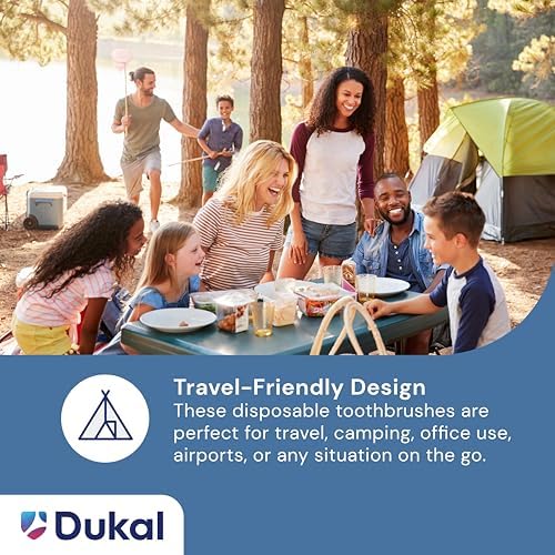 Dukal Fast Brush Pre-Pasted Disposable Toothbrushes for Oral Hygiene, Travel and On-The-Go | Dukal Fast Brush Pre-Paste
