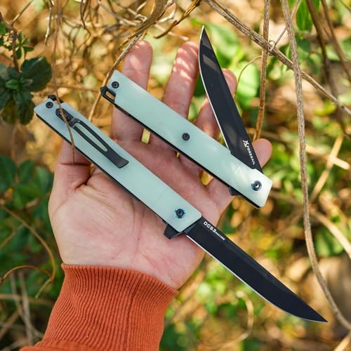 DC53 Steel Blade and G10 Handle Pocket Knife for Men Hiking Trip EDC Tool (Black PVD Blade) Pocket Knife with DC53 Ste